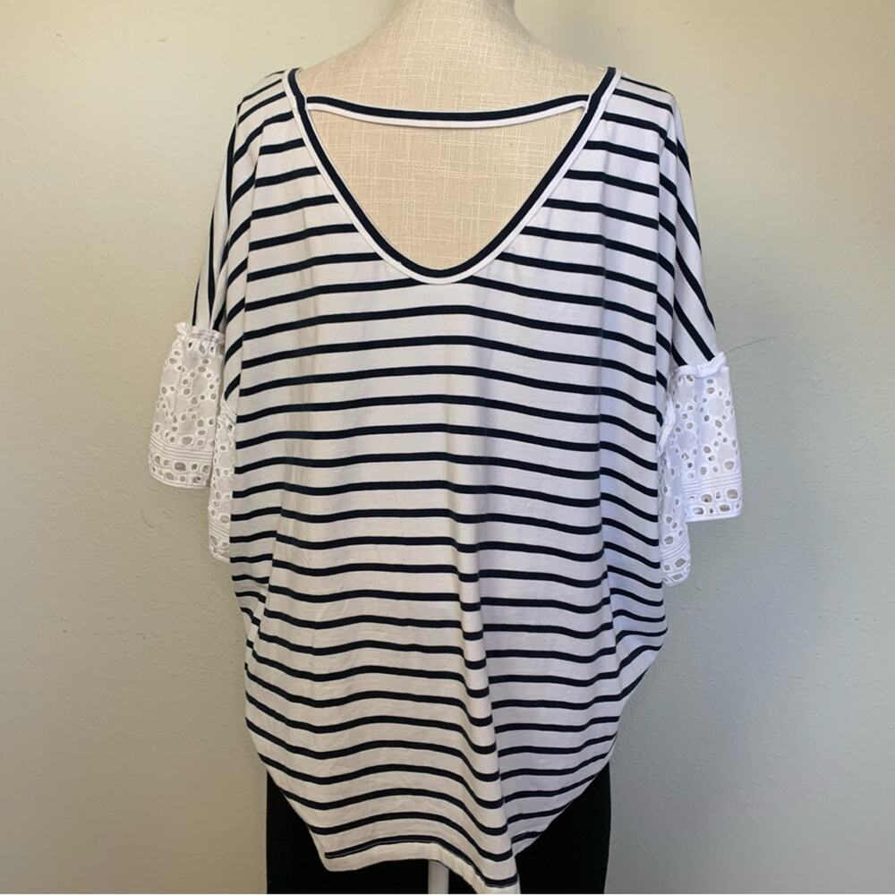 Fever Stripped Ruffle Sleeve Top - Picture 5 of 12